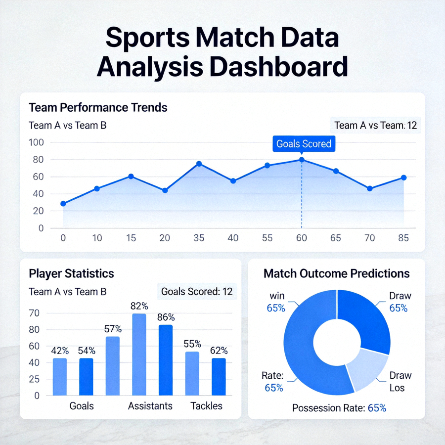 Dashboard analisis data pertandingan olahraga dengan grafik dan prediksi