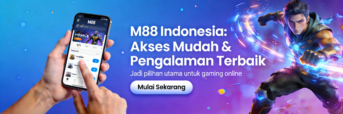 Banner utama M88 Indonesia dengan tema akses mudah dan pengalaman terbaik