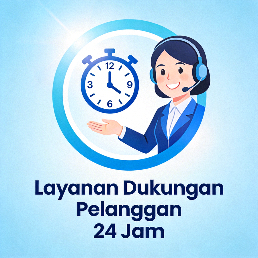 Simbol layanan dukungan pelanggan 24 jam yang siap membantu pengguna